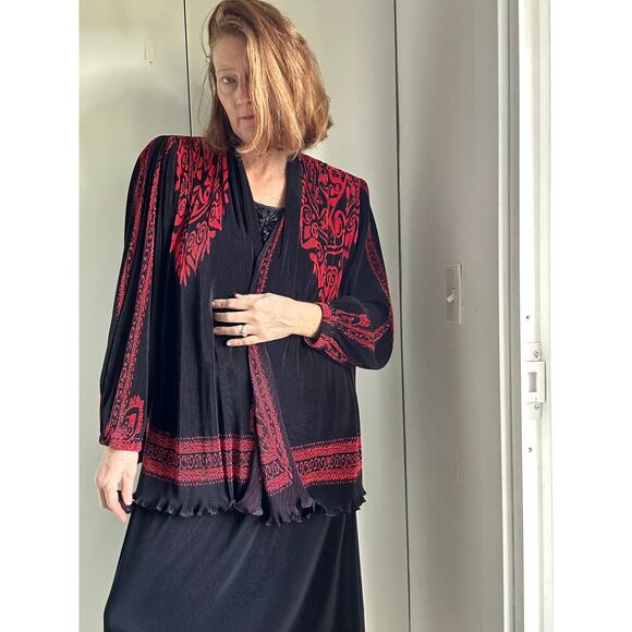 Virginie Paris Floral Micropleated Jacket Black Made in France Statement SZ L - Picture 10 of 10